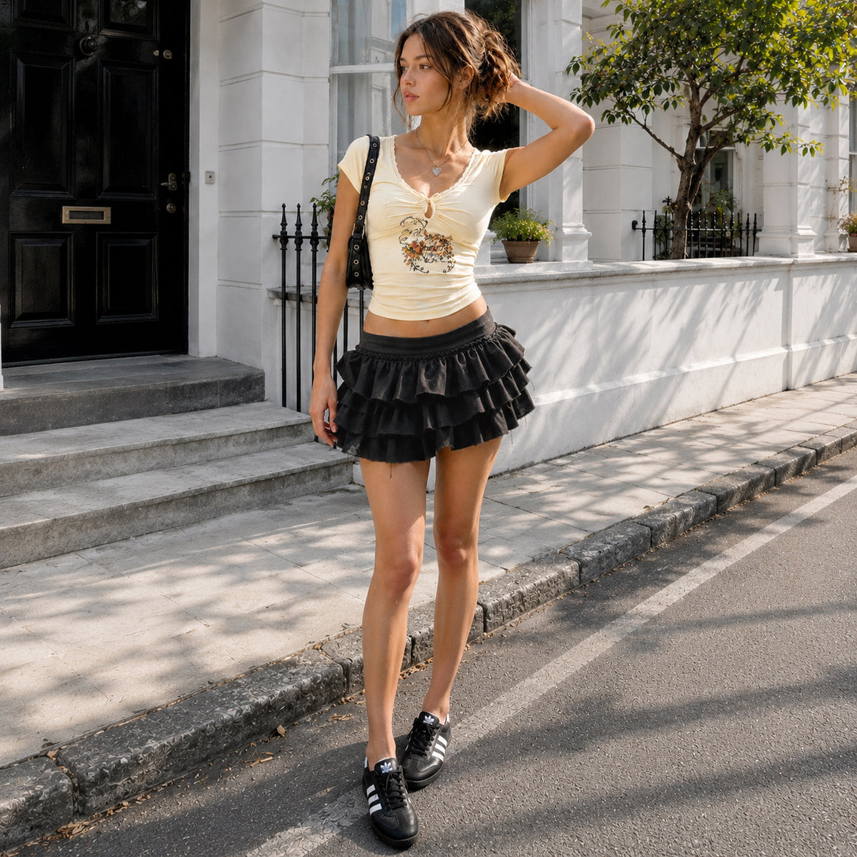 Kenzie Skirt - Women's Y2K Hem design Layered Ruffle Mini Skirt
