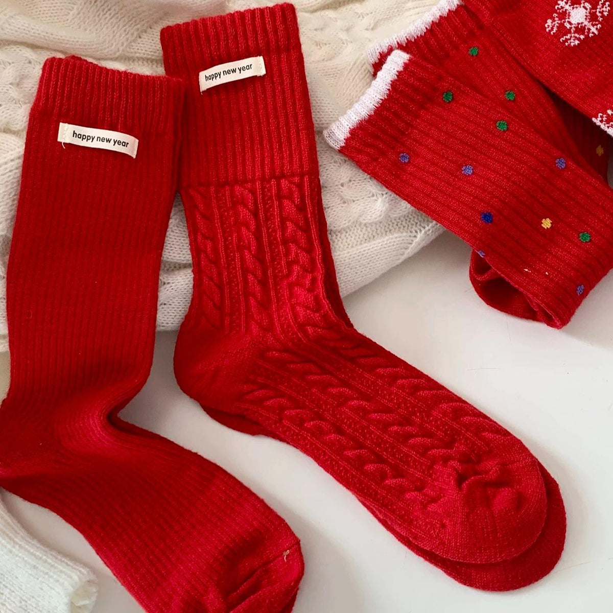 Women's Red Christmas Socks