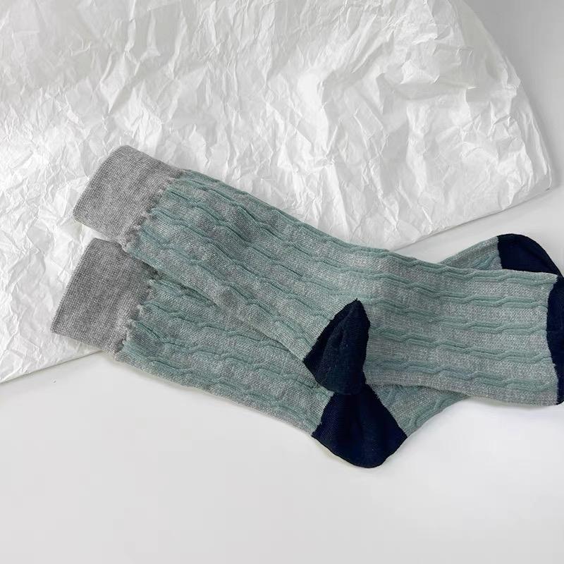 Blue Rib Knit Socks
