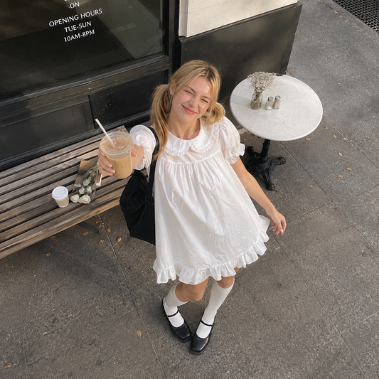 Keira Dress - White Cottagecore Babydoll