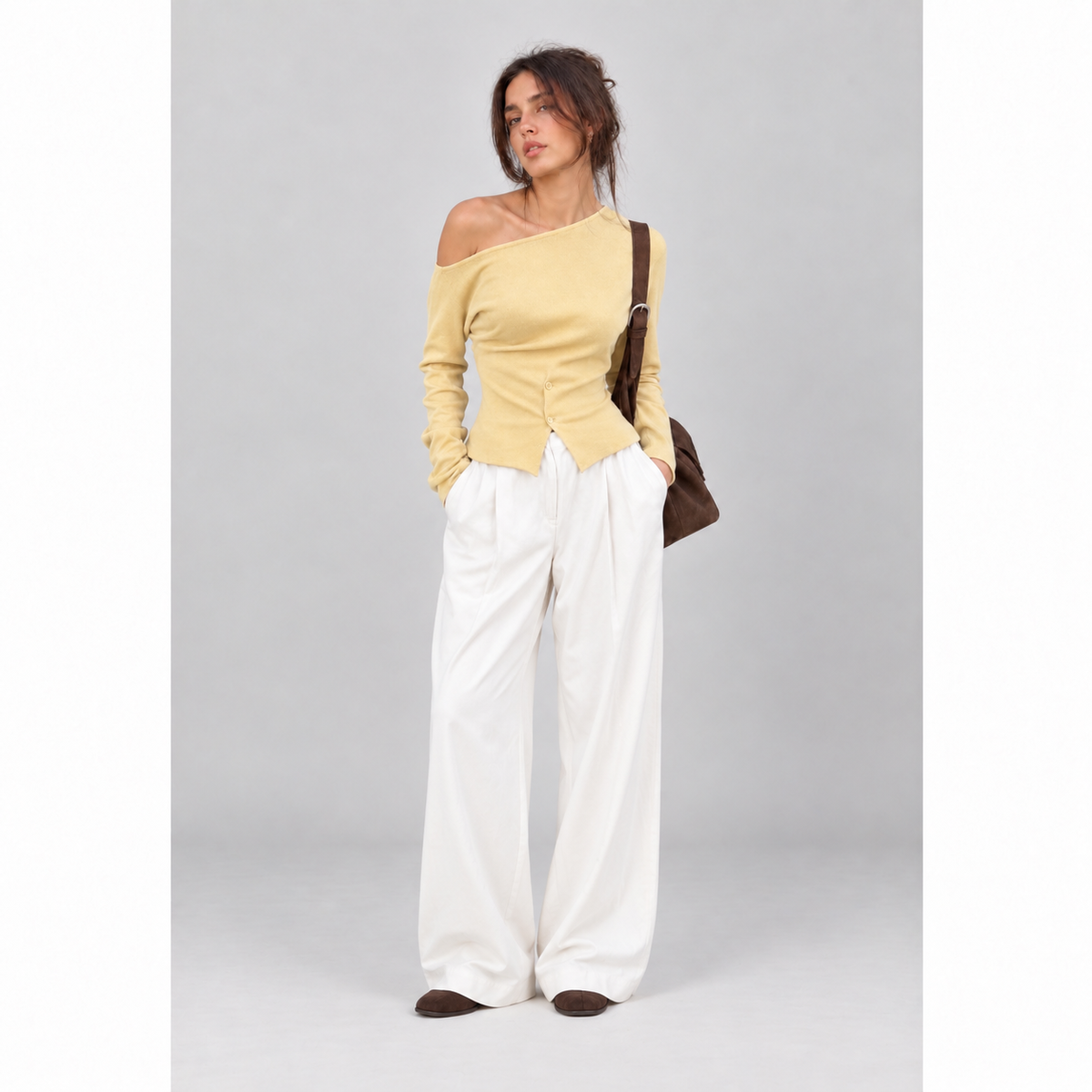 Jolene Jumper - Women's One-Shoulder-Off Knit Top