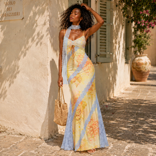 Charlotte Dress - Blue/Pink