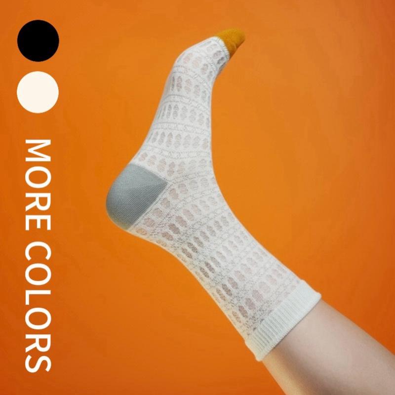 Color Block Mesh Mid-Calf Socks