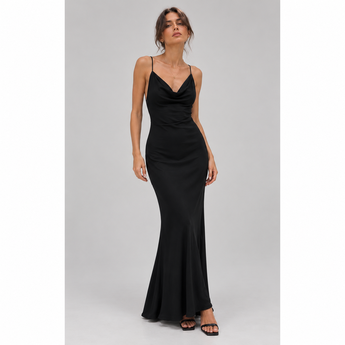 Eliza Dress - Elegant Black Backless Maxi Dress