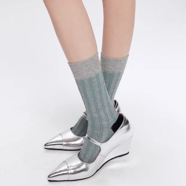 Blue Rib Knit Socks