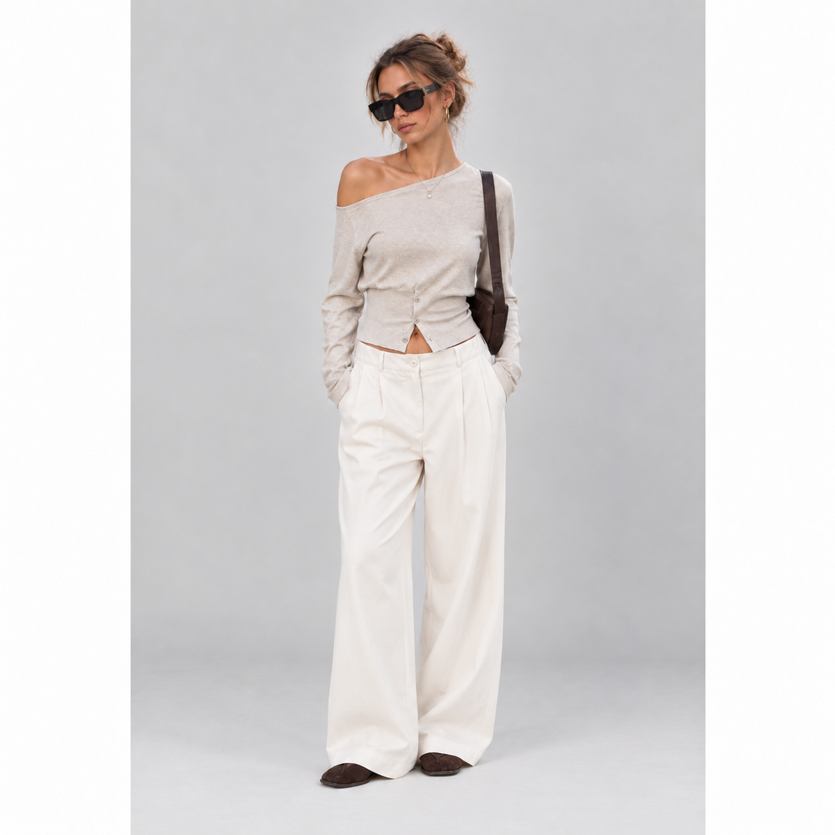 Jolene Jumper - Women's One-Shoulder-Off Knit Top