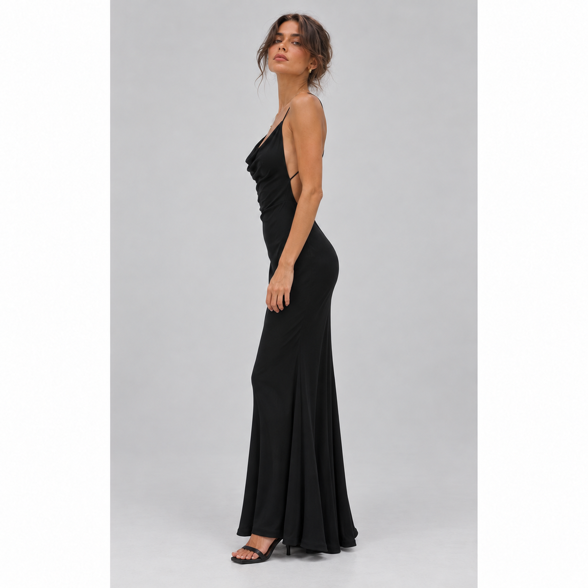 Eliza Dress - Elegant Black Backless Maxi Dress