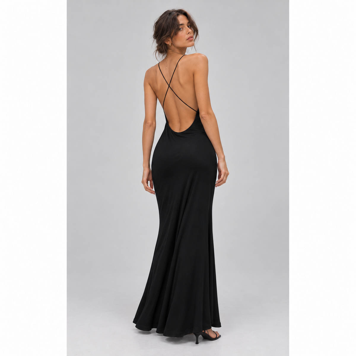 Eliza Dress - Elegant Black Backless Maxi Dress