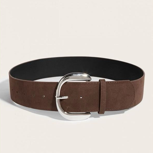 Suede Effect Big Buckle Belt