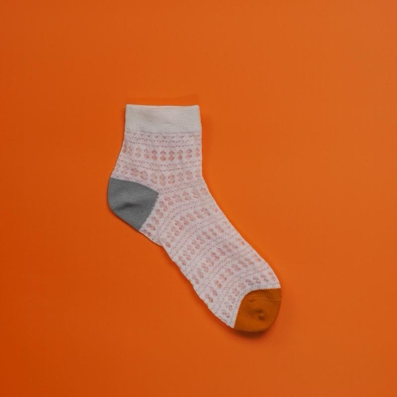 Color Block Mesh Ankle Socks